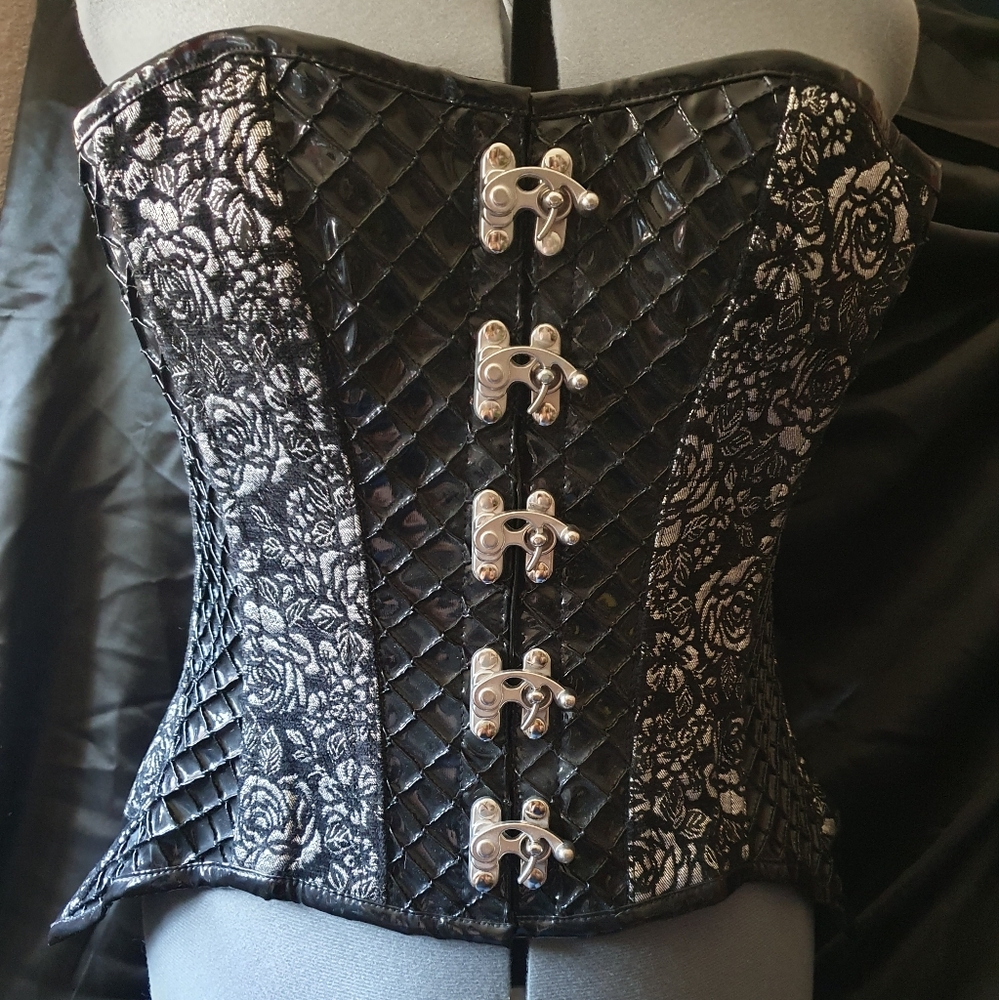 Elegant Black and Silver Corset Top